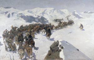 Graf Argutinsky überquert das Kaukasusgebirge, 1892